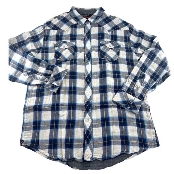Tony Hawk Other - Tony Hawk Shirt Mens Extra Large Blue Black Gray Plaid 100% Cotton Button Casual
